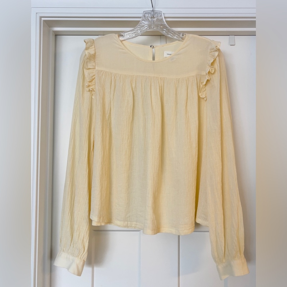 Treasure & Bond Nordstrom Butter Yellow Ruffle Detail Women's Top - Size Small